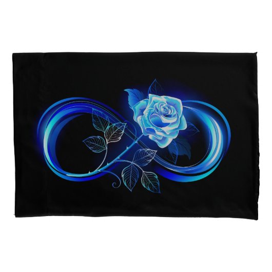 Glowing infinity with blue rose kussensloop (Voorkant)