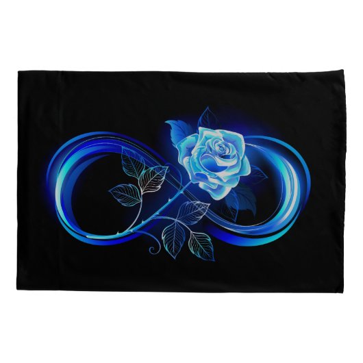Glowing infinity with blue rose kussensloop (Achterkant-Links)