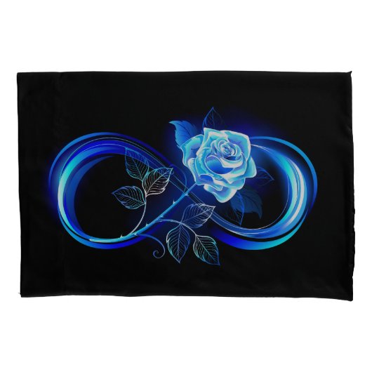 Glowing infinity with blue rose kussensloop (Voorkant-Links)