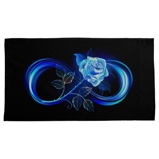 Glowing infinity with blue rose kussensloop (Voorkant-Rechts)