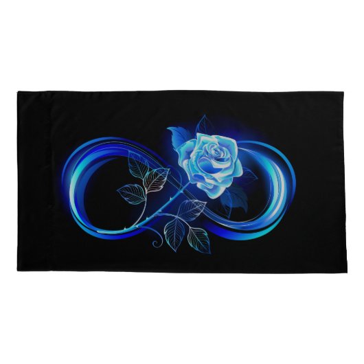 Glowing infinity with blue rose kussensloop (Achterkant-Links)
