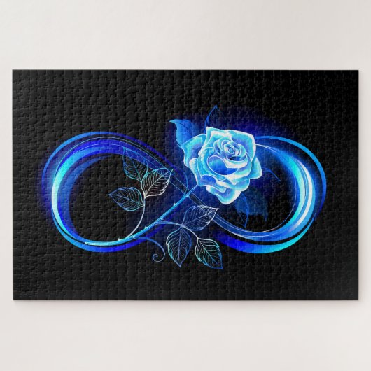 Glowing infinity with blue rose legpuzzel (Horizontaal)