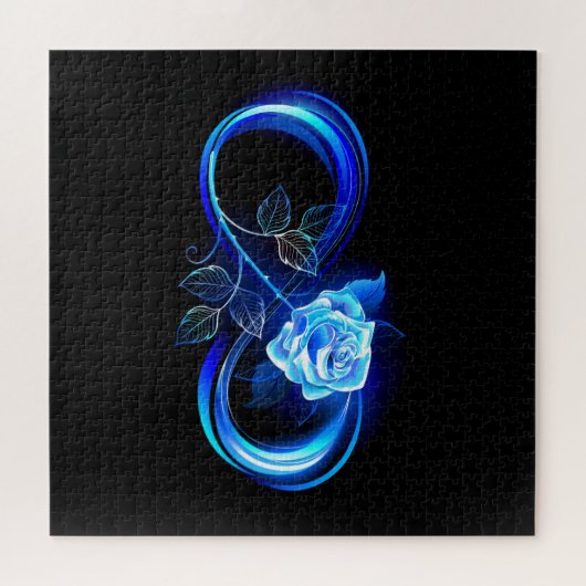 Glowing infinity with blue rose legpuzzel (Horizontaal)
