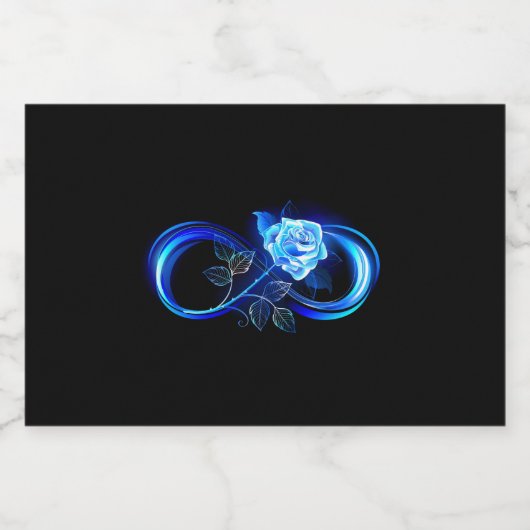Glowing infinity with blue rose likeurfles etiket (Enkel label)