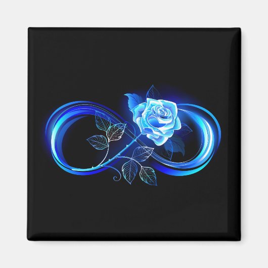 Glowing infinity with blue rose magneet (Voorkant)