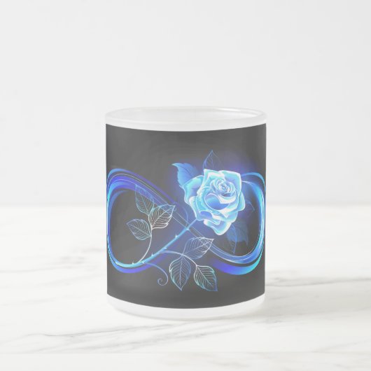 Glowing infinity with blue rose matglas koffiemok (Center)