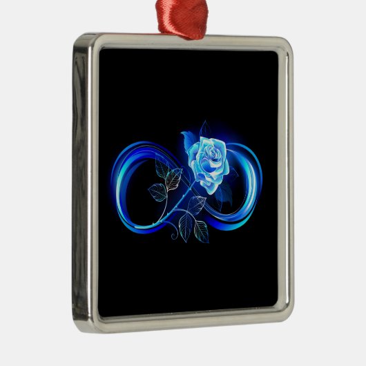 Glowing infinity with blue rose metalen ornament (Rechts)