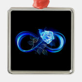 Glowing infinity with blue rose metalen ornament (Voorkant)