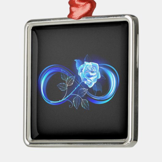 Glowing infinity with blue rose metalen ornament (Links)