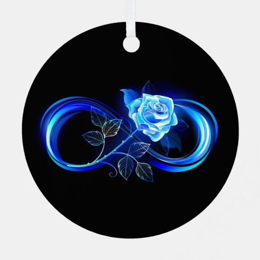 Glowing infinity with blue rose metalen ornament (Achterkant)