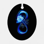 Glowing infinity with blue rose metalen ornament (Achterkant)