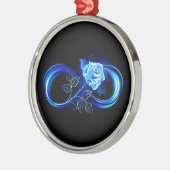 Glowing infinity with blue rose metalen ornament (Links)