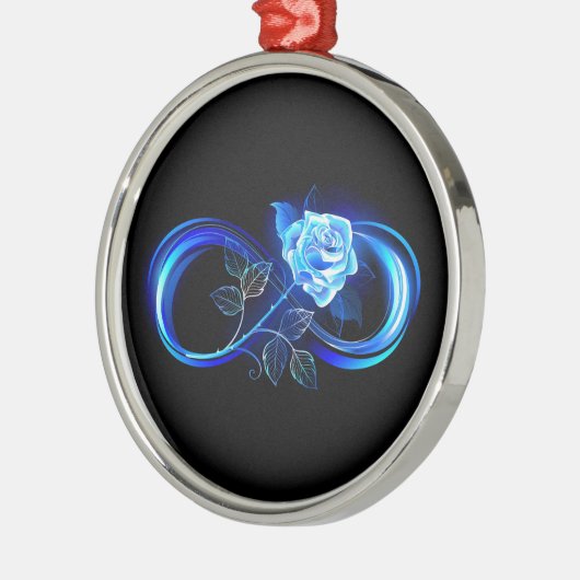 Glowing infinity with blue rose metalen ornament (Links)