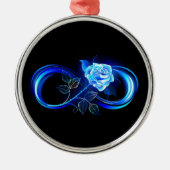 Glowing infinity with blue rose metalen ornament (Voorkant)
