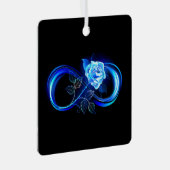 Glowing infinity with blue rose metalen ornament (Voorkant Rechts)