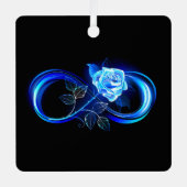Glowing infinity with blue rose metalen ornament (Voorkant)