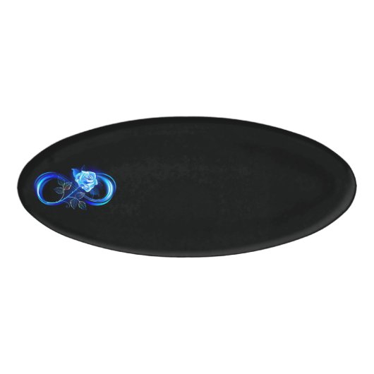 Glowing infinity with blue rose naambadge (Voorkant)