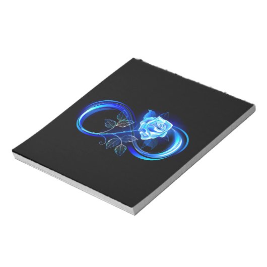 Glowing infinity with blue rose notitieblok (Linkerzijde)