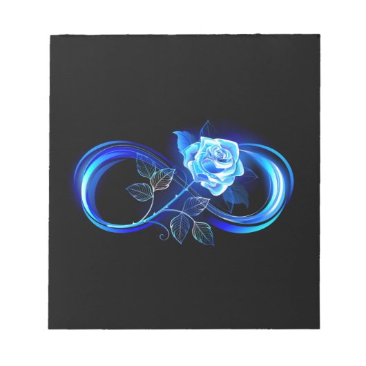 Glowing infinity with blue rose notitieblok (Voorkant)