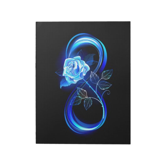 Glowing infinity with blue rose notitieblok (Linkerzijde)