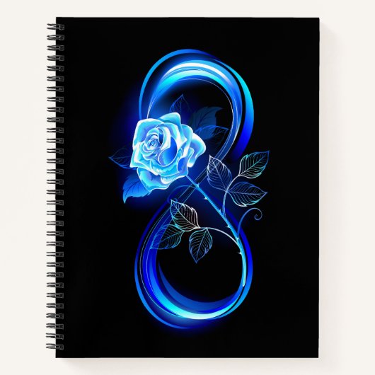 Glowing infinity with blue rose notitieboek (Voorkant)