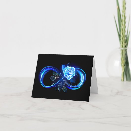 Glowing infinity with blue rose notitiekaartje (Voorkant)