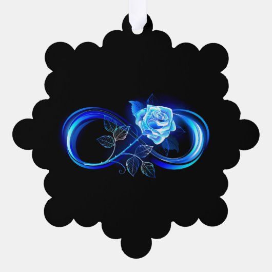 Glowing infinity with blue rose ornament kaart (Achterkant)