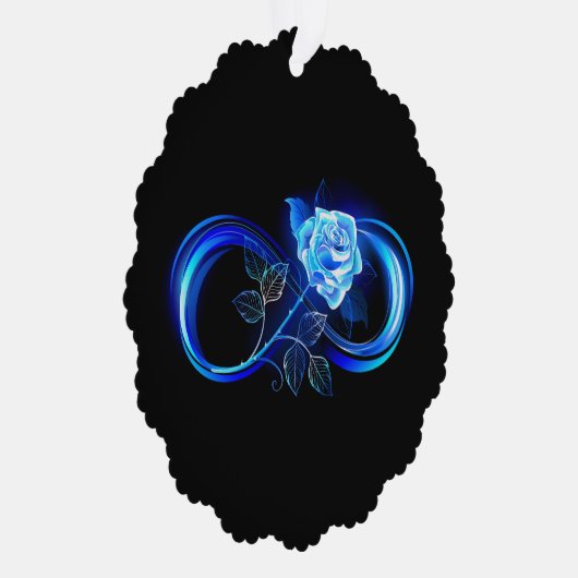 Glowing infinity with blue rose ornament kaart (Rechts)