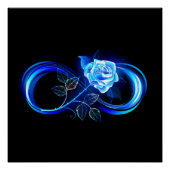 Glowing infinity with blue rose perfect poster (Voorkant)
