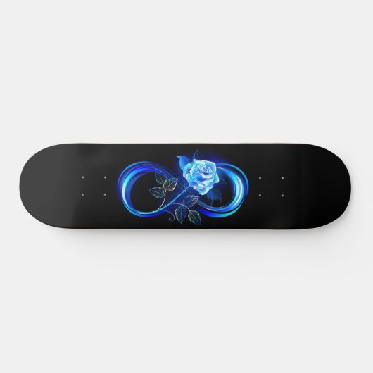Glowing infinity with blue rose persoonlijk skateboard (Horizontaal)