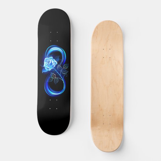 Glowing infinity with blue rose persoonlijk skateboard (Voorkant)