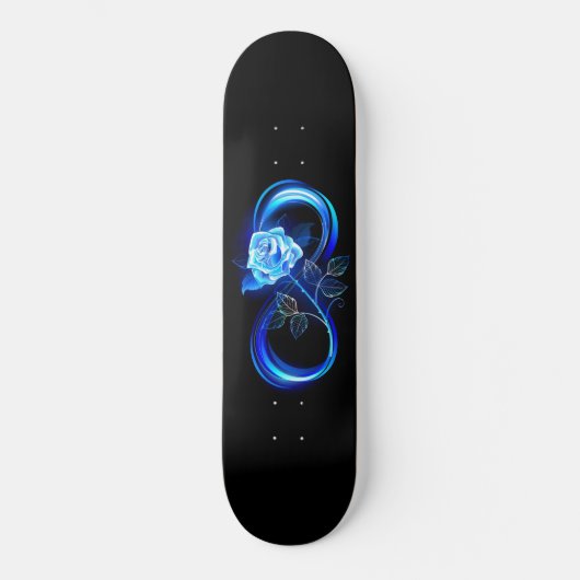 Glowing infinity with blue rose persoonlijk skateboard (Voorkant)