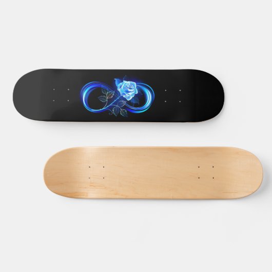 Glowing infinity with blue rose persoonlijk skateboard (Horizontaal)