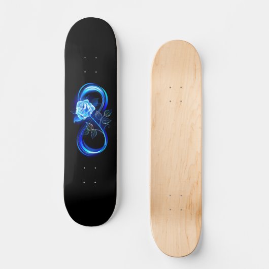 Glowing infinity with blue rose persoonlijk skateboard (Voorkant)