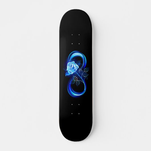 Glowing infinity with blue rose persoonlijk skateboard (Voorkant)