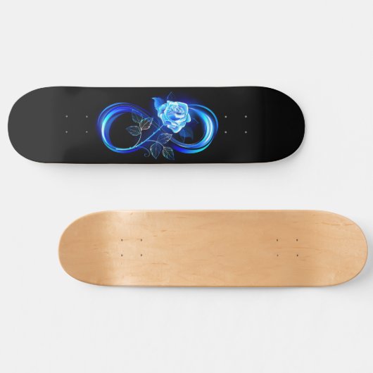 Glowing infinity with blue rose persoonlijk skateboard (Horizontaal)
