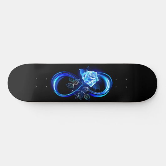 Glowing infinity with blue rose persoonlijk skateboard (Horizontaal)