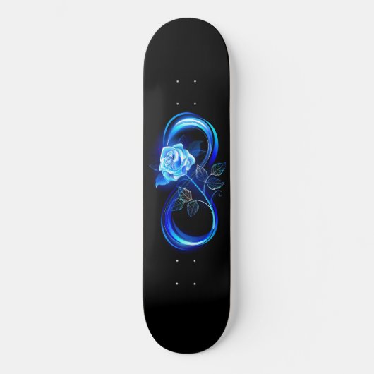 Glowing infinity with blue rose persoonlijk skateboard (Voorkant)