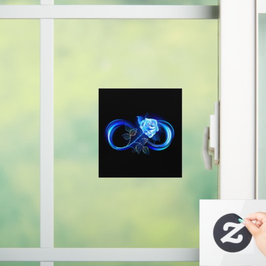 Glowing infinity with blue rose raamsticker (Huis)