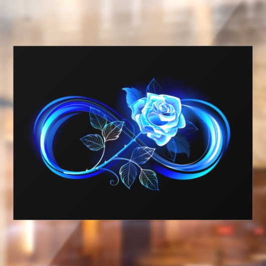 Glowing infinity with blue rose raamsticker (Vel 2)