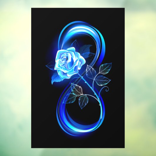 Glowing infinity with blue rose raamsticker (Vel 3)