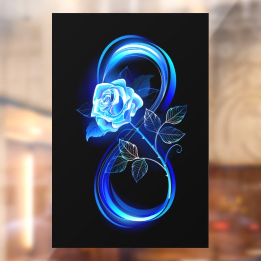 Glowing infinity with blue rose raamsticker (Vel 2)