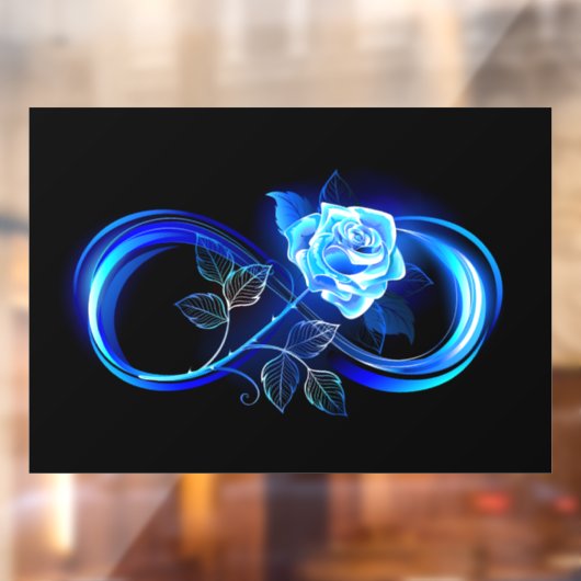 Glowing infinity with blue rose raamsticker (Vel 2)