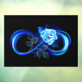 Glowing infinity with blue rose raamsticker (Vel 3)