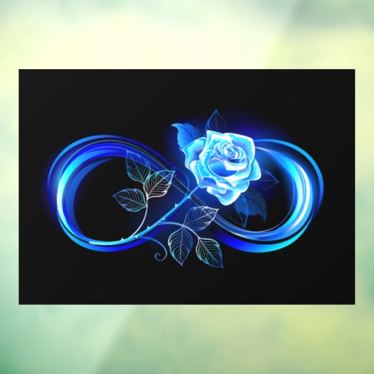 Glowing infinity with blue rose raamsticker (Vel 3)