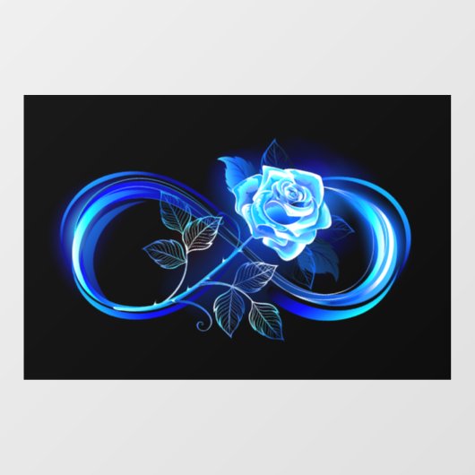 Glowing infinity with blue rose raamsticker (Vel)