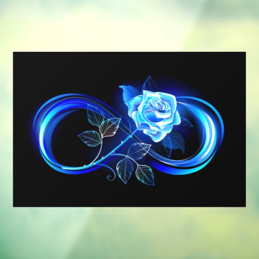 Glowing infinity with blue rose raamsticker (Vel 3)