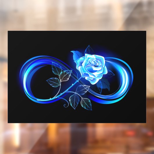 Glowing infinity with blue rose raamsticker (Vel 2)