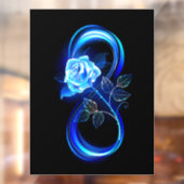 Glowing infinity with blue rose raamsticker (Vel 2)