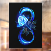 Glowing infinity with blue rose raamsticker (Vel 2)